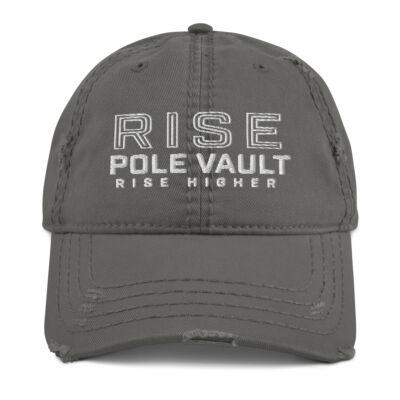 Distressed Dad Hat Charcoal Grey Front | RISE Pole Vault Product