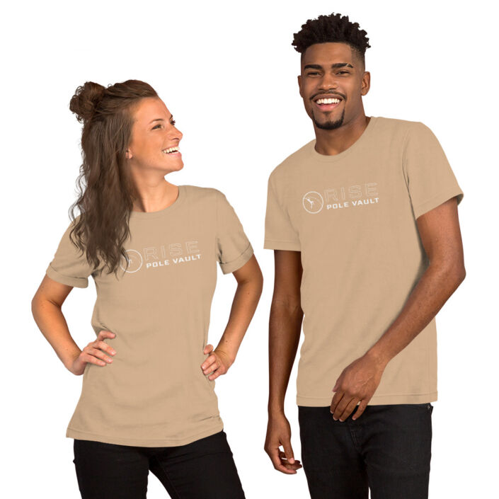 Unisex Staple T Shirt Tan Front | RISE Pole Vault Product