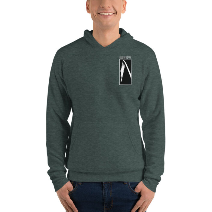 Unisex Pullover Hoodie Heather Forest Front | RISE Pole Vault