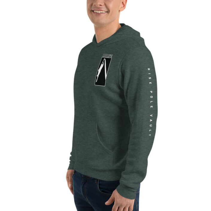Unisex Pullover Hoodie Heather Forest Left-flank | RISE Pole Vault