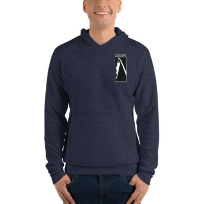 Unisex Pullover Hoodie Heather Navy Front | RISE Pole Vault